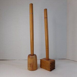 Vintage Wood Potato Masher Meat Tenderizer Kitchen Tool Utensil